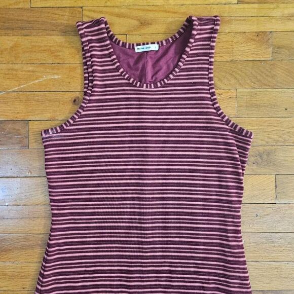 Marine Layer Lexi Rib Daytime Midi Dress Eclipse Auburn Stripe Fitted Size L - Picture 2 of 8